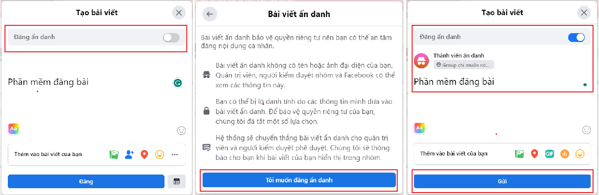 Đăng bài ẩn danh trong nhóm