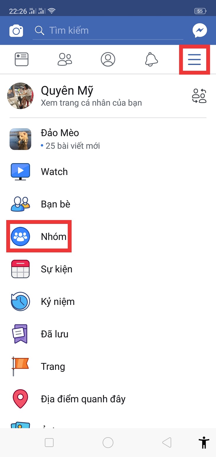 truy cập “Nhóm”